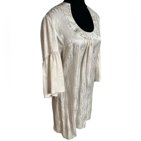 TRINA TURK SILK MINI DRESS SIZE 2 CHAMPAIGN COLOR 3/4 SLEEVE - Picture 7 of 8